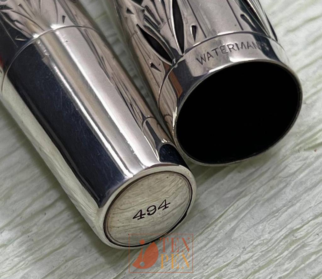 RARE WATERMAN 494 SILVER OVERLAY - BAYLEAF DECORATION | Tenpen